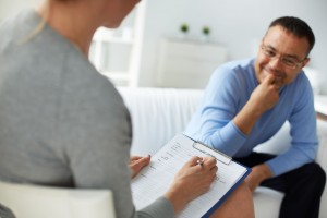 client in therapy looking at emotional intelligence techniques