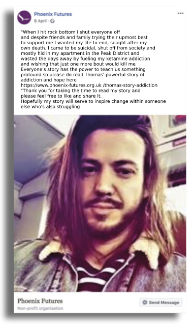 Social media post challenging stigma around drug use