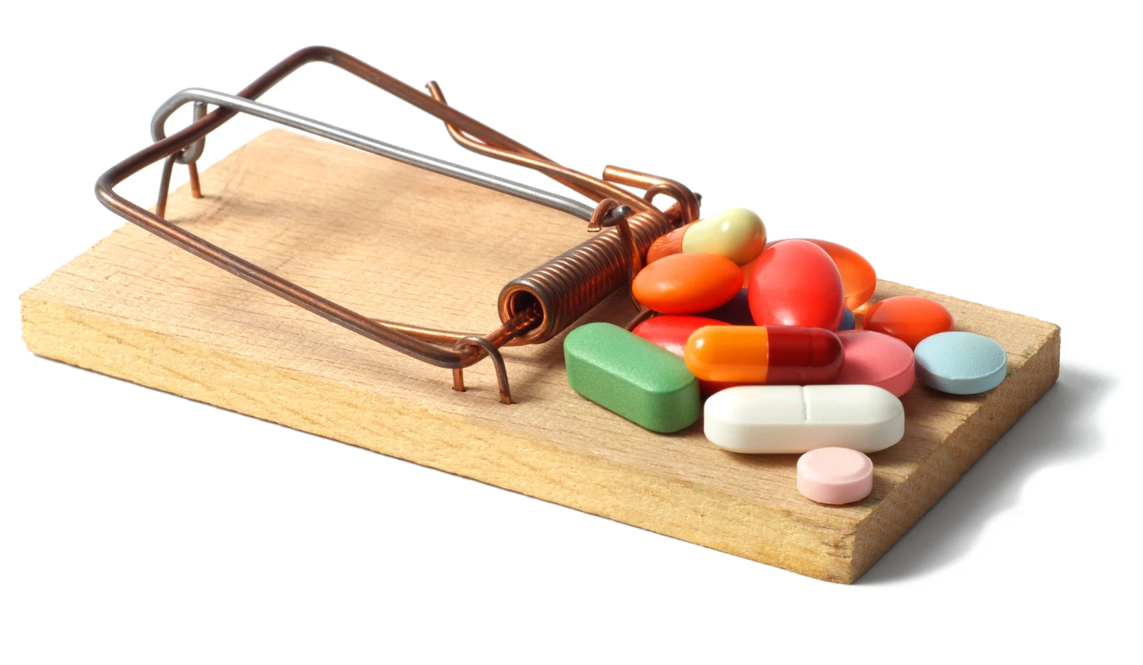 Mousetrap with pills on it