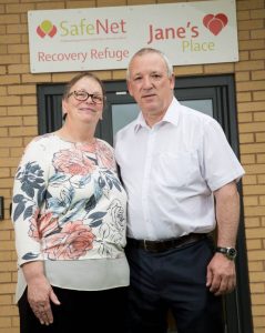 Jane’s Place is named in memory of Jane Clough, who was killed by her ex-partner in 2010. Jane’s parents, John and Penny Clough (pictured), are now SafeNet patrons.