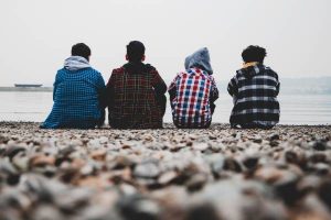Youths on a beach
