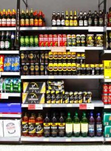 shelf of alcohol