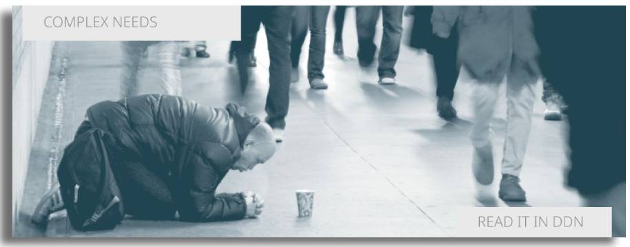 Complex needs drug treatment. pic of a man begging