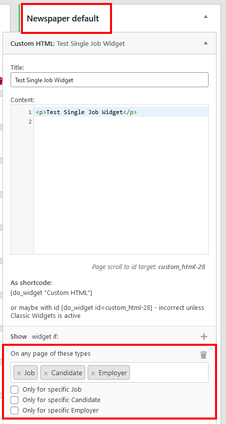 Widget settings